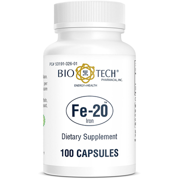 Fe -20 Ferrous Gluconate 20 mg 100 caps