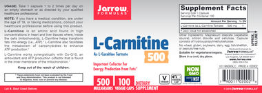 L-Carnitine 500 mg 100 vcaps