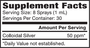 Colloidal Silver 50PPM Vert. Spray 1 oz