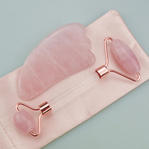 Rose Quartz Roller/Gua sha Massage Set