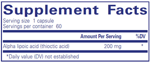 Alpha Lipoic Acid 200 mg 60 vcaps
