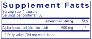 Alpha Lipoic Acid 600 mg 60 vcaps