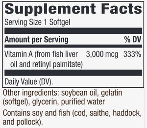 Vitamin A 3,000 mcg 100 gels