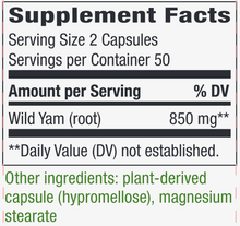 Load image into Gallery viewer, Wild Yam Root 425 mg 100 caps