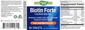 Biotin Forte 3 mg with Zinc 60 tabs