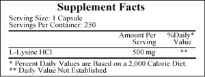 L-Lysine 500 mg 250 caps