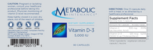 Load image into Gallery viewer, Vitamin D-3 [5000 IU] 90 vcaps