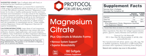 Magnesium Citrate 180 softgels