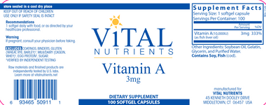Vitamin A 3000mcg 100 gels