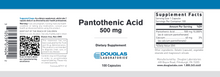 Load image into Gallery viewer, Pantothenic Acid 500 mg 100 caps