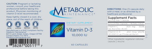Vitamin D3 10000 IU 60 vcaps