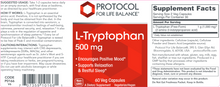Load image into Gallery viewer, L-Tryptophan 500 mg 60 vegcaps