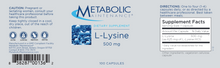 Load image into Gallery viewer, L-Lysine 500 mg 100 caps