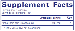 Alpha Lipoic Acid 400 mg 60 vcaps