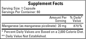 Manganese Picolinate 20 mg 60 caps